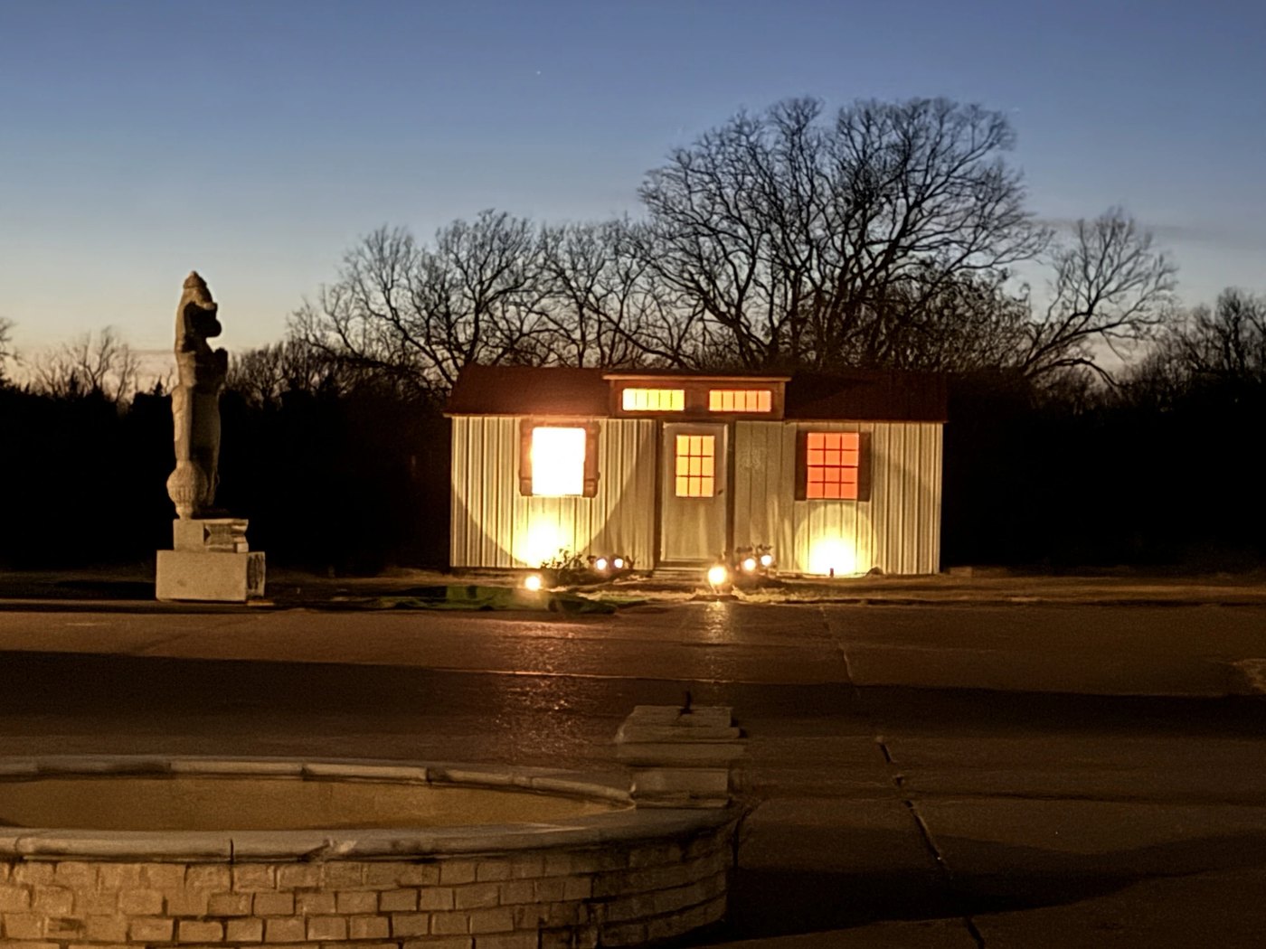 The meditation hut at dusk