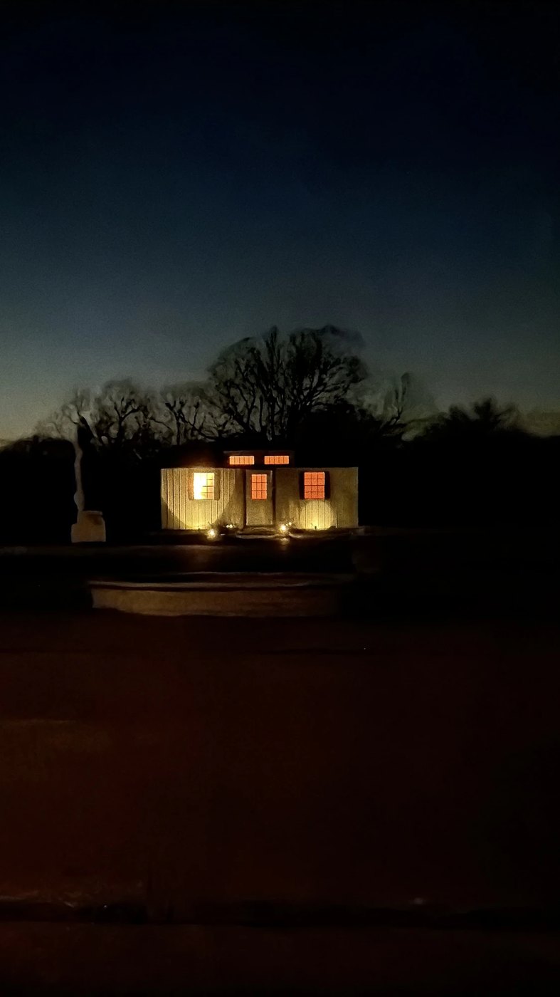 The meditation hut at night
